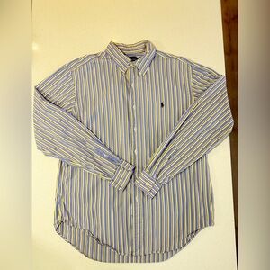 Polo Ralph Lauren Men’s Blue, Yellow & White Stripe Button-Down Shirt